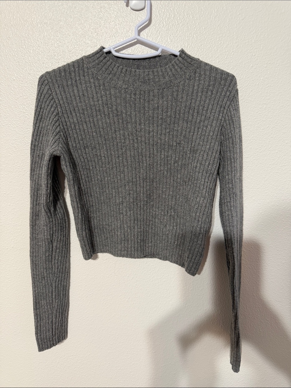 Brandy Melville Gray Ribbed Mock Neck Sweater